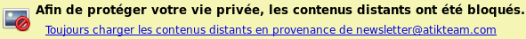 exemple de message d'avertissement d'un logiciel de courriel qui n'a pas chargé les images
