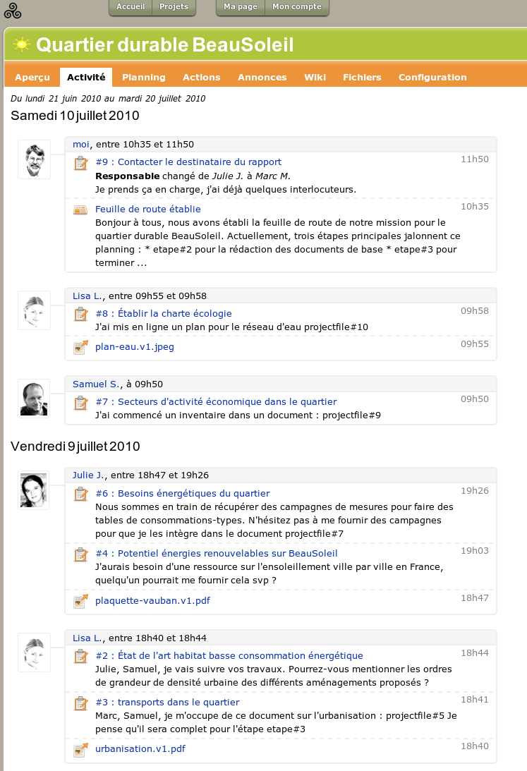 L'activité est un journal automatique des interventions des collaborateurs.