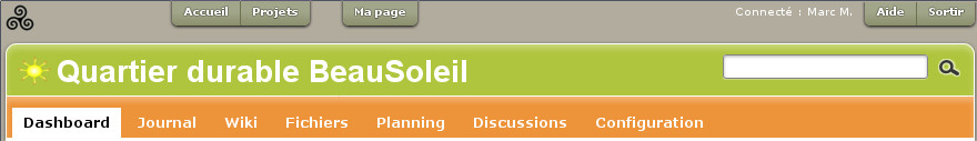Bandeaux de navigation dans l'interface AtikTeam, en 3 parties