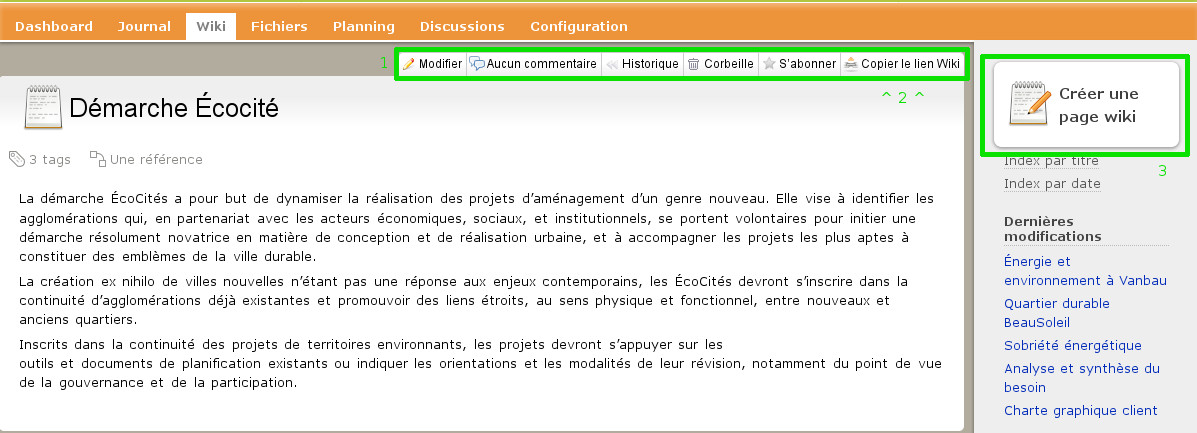 Visualisation d'une page wiki